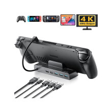 Steam Deck Dock - Docking Station for Steam Deck Stand Base USB-C Hub with HDMI 4K, 3 USB 3.0 & 65W Charging Port For Switch, Tablet, Monitor, Handle