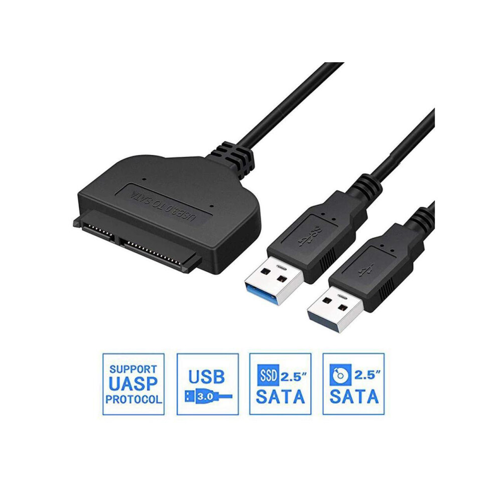 Usb 3.0 To Sata 22Pin Data Power Cable Adapter For Laptop Hdd 2.5 Inch Hdd Or Ssd Hard Disk Drive Black 609808277791