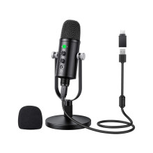 USB Microphone, Cardioid USB Microphone Condenser Microphone PC Gaming Computer Microphone with Round Support for Streaming, Podcasting, Vocal Recordi