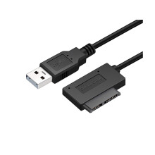 USB 2.0 to 13 Pin Slimline SATA Laptop CD/DVD ROM Optical Drive Adapter Cable Black - 35cm