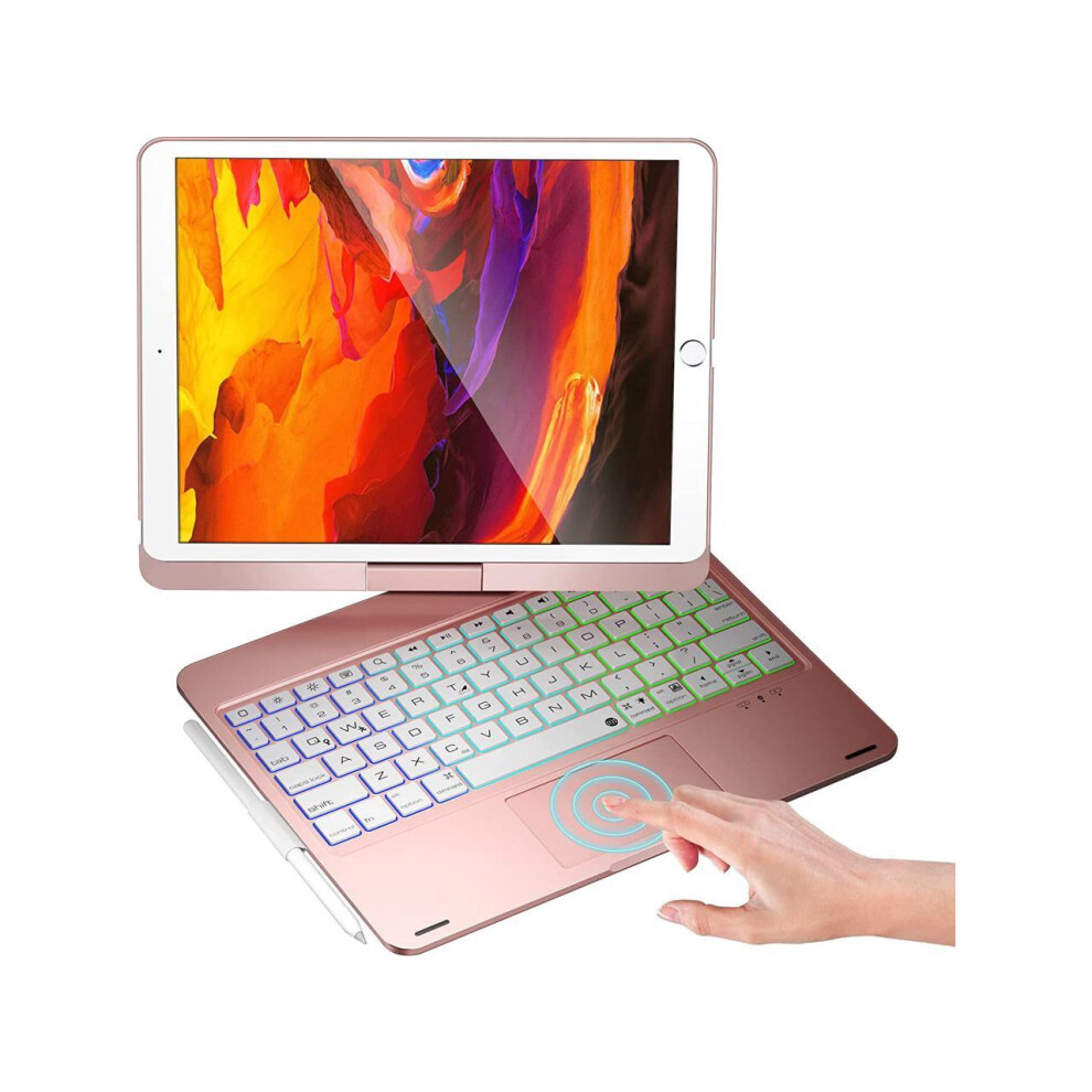 Case With Keyboard For Ipad 9Th / 8Th / 7Th Gen 10.2 Inch & Ipad Air 3Rd Gen / Ipad Pro 10.5", Rotatable, Multi-Touch Trackpad, Backlight & Pencil Hol 609808277999