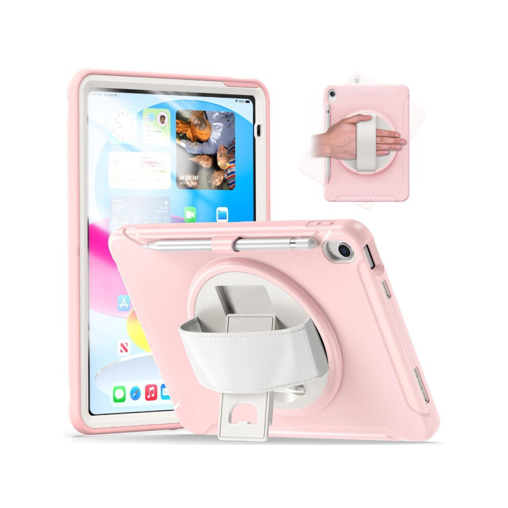 Case For Ipad 10Th Generation 10.9 Inch 2022 With Pencil Holder,360 Swivel Stand, Hand Strap, Shockproof Protective Cover 609808278514