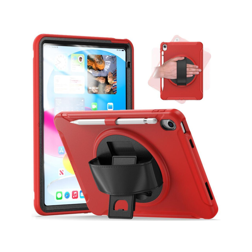 Case For Ipad 10Th Generation 10.9 Inch 2022 With Pencil Holder,360 Swivel Stand, Hand Strap, Shockproof Protective Cover 609808278521