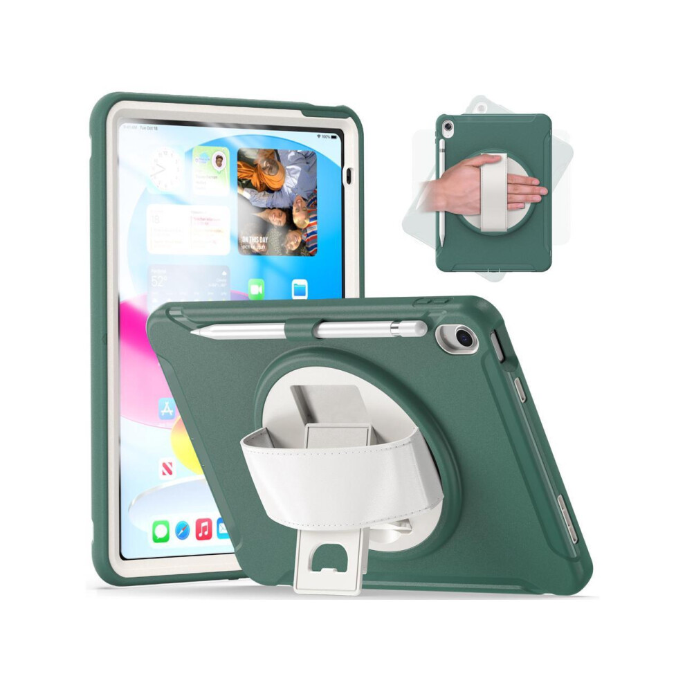 Case For Ipad 10Th Generation 10.9 Inch 2022 With Pencil Holder,360 Swivel Stand, Hand Strap, Shockproof Protective Cover 609808278491