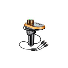 3.1A Car Charger Built-in 3 USB Ports Charging Data Cable Bluetooth 5.0 FM Transmitter Wireless Handsfree Auto Audio Receiver MP3 Player Fast Charger