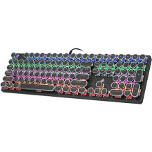 Mechanical Gaming Keyboard Typewriter RGB Backlit Keyboard 108 Retro Round Keycaps Wired Mechanical Keyboard with Blue Switch for Desktop Computer PC