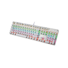 Mechanical Gaming Keyboard Typewriter Rainbow RGB Backlit Keyboard 104 Retro Round Keycaps Wired Mechanical Keyboard Blue Switch for Desktop Computer
