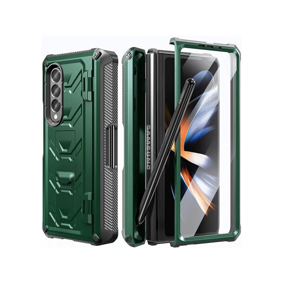 For Samsung Galaxy Z Fold 4 5G Case With S Pen Holder Built-In Kickstand & Screen Protector, Full-Body Protective Phone Cover 609808282207