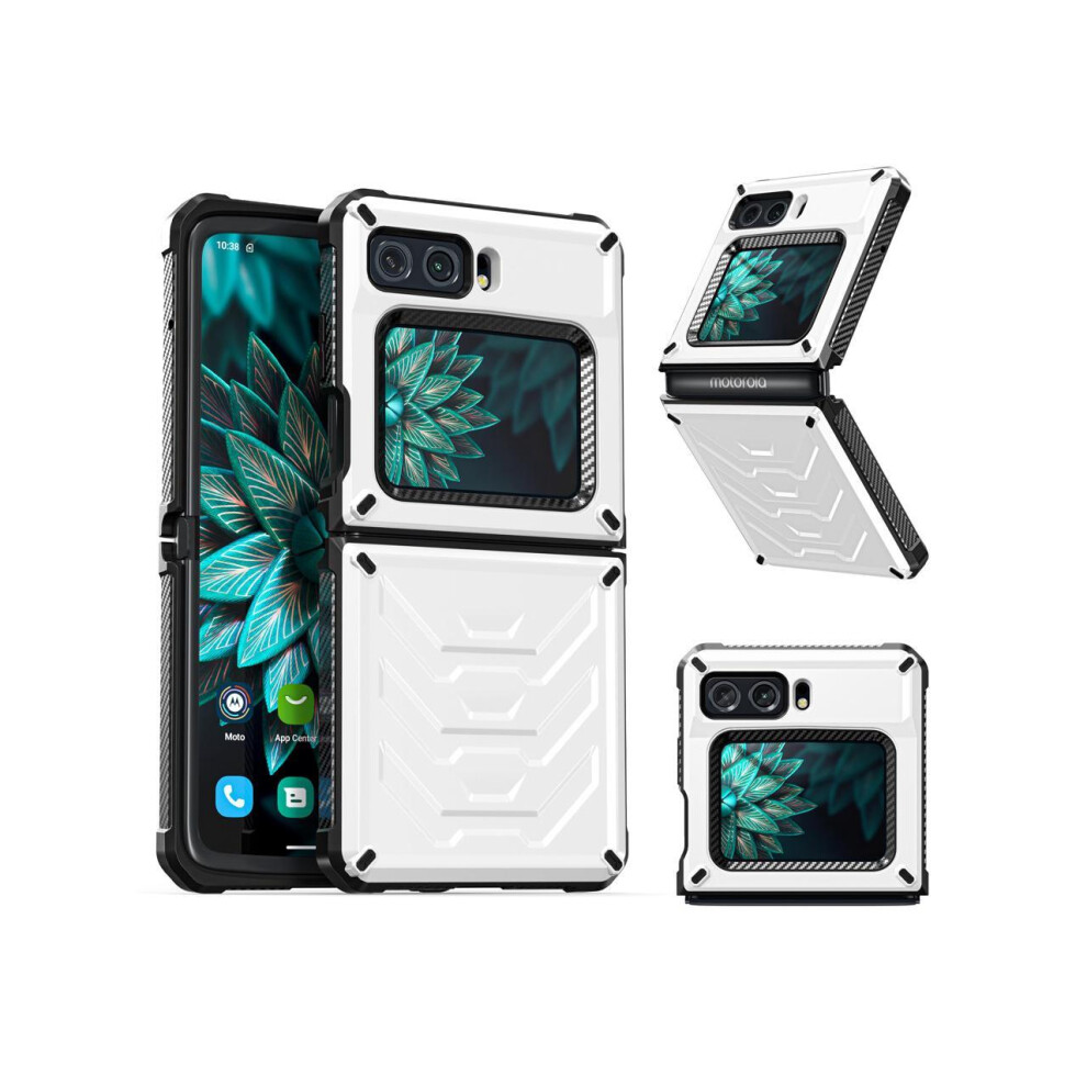 For Motorola Moto Razr 2022 Case With Slide Camera Cover, Military Grade Protective Armor Phone Case Shockproof Hard Shell Cover White 609808282153