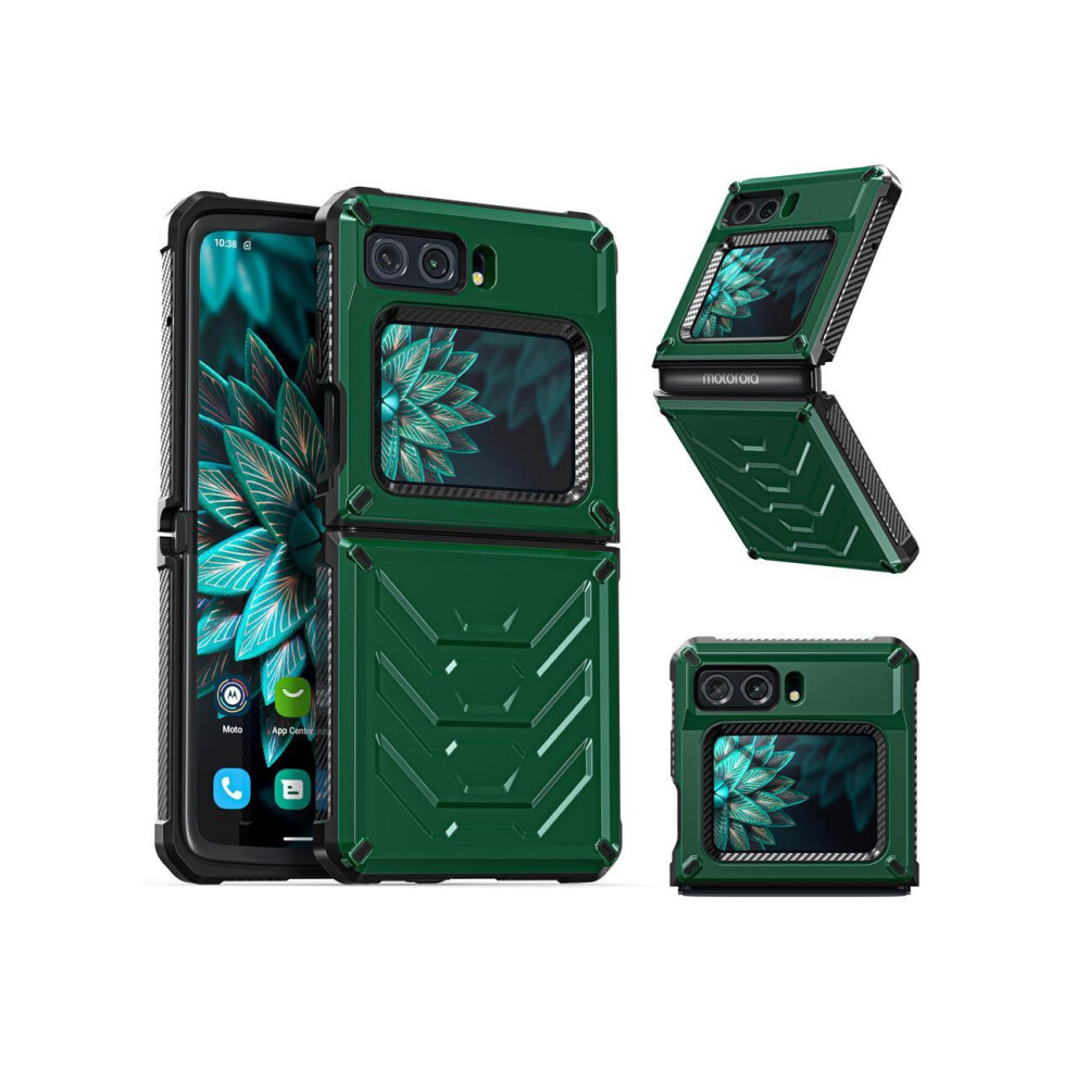 For Motorola Moto Razr 2022 Case With Slide Camera Cover, Military Grade Protective Armor Phone Case Shockproof Hard Shell Cover Green 609808282160