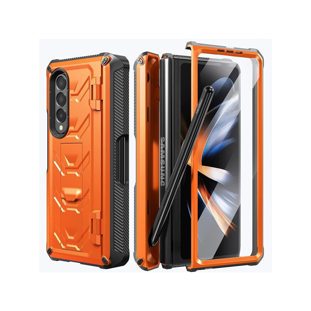 For Samsung Galaxy Z Fold 4 5G Case With S Pen Holder Built-In Kickstand & Screen Protector, Full-Body Protective Phone Cover 609808282191