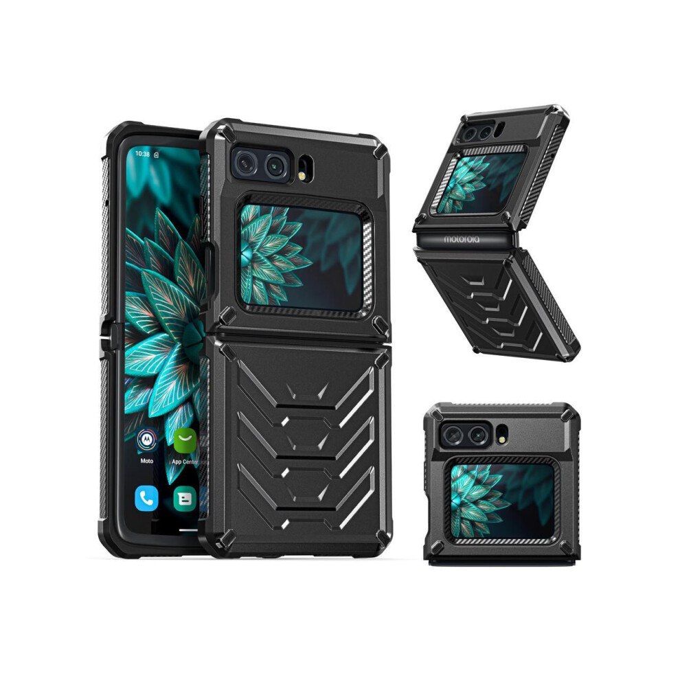 For Motorola Moto Razr 2022 Case With Slide Camera Cover, Military Grade Protective Armor Phone Case Shockproof Hard Shell Cover Black 609808282184