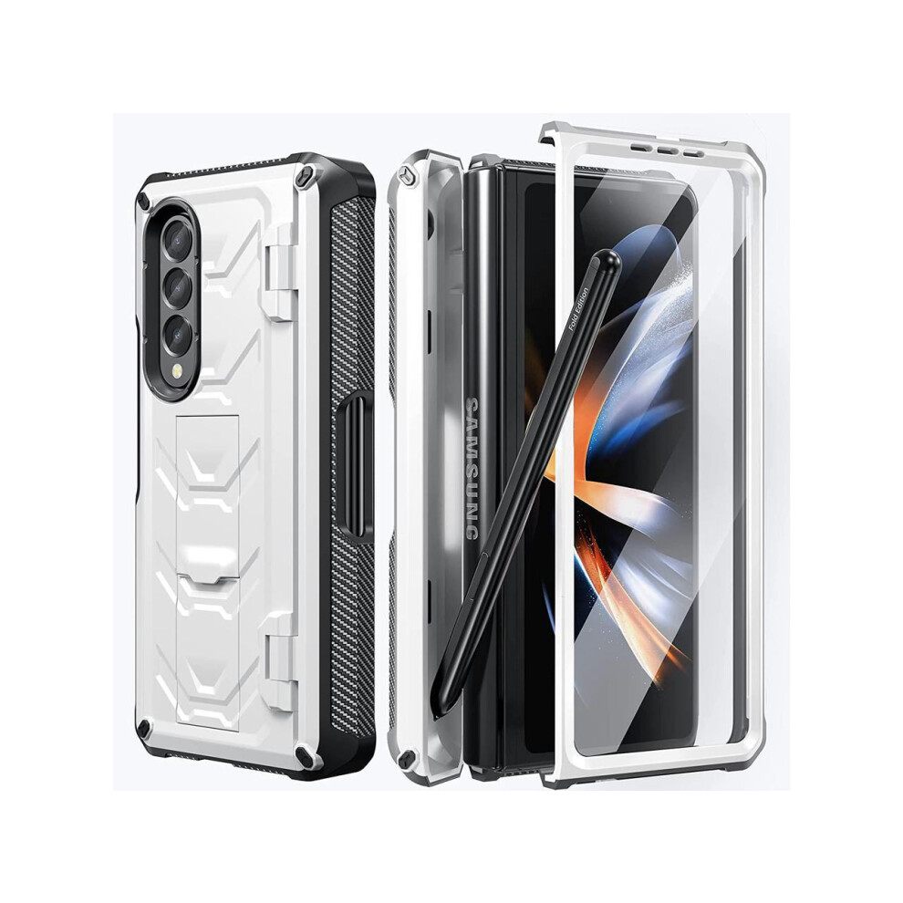 For Samsung Galaxy Z Fold 4 5G Case With S Pen Holder Built-In Kickstand & Screen Protector, Full-Body Protective Phone Cover 609808282214