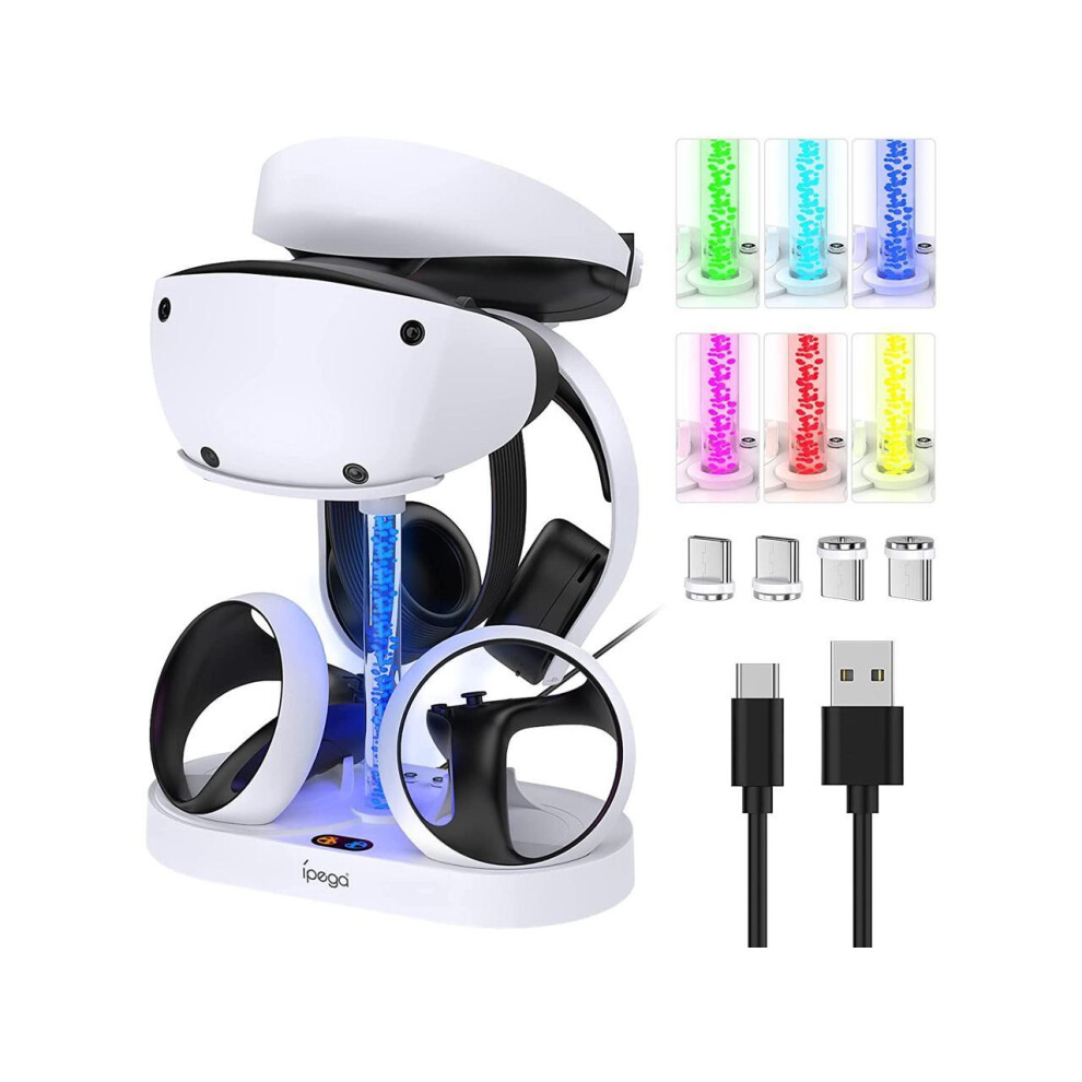 Werleo Charging Station For Ps Vr2 With Rgb Gorixer Vertical Charging Stand Dock Support For Psvr2 Headset Display Accessories For Playstation Vr2 Wit Light