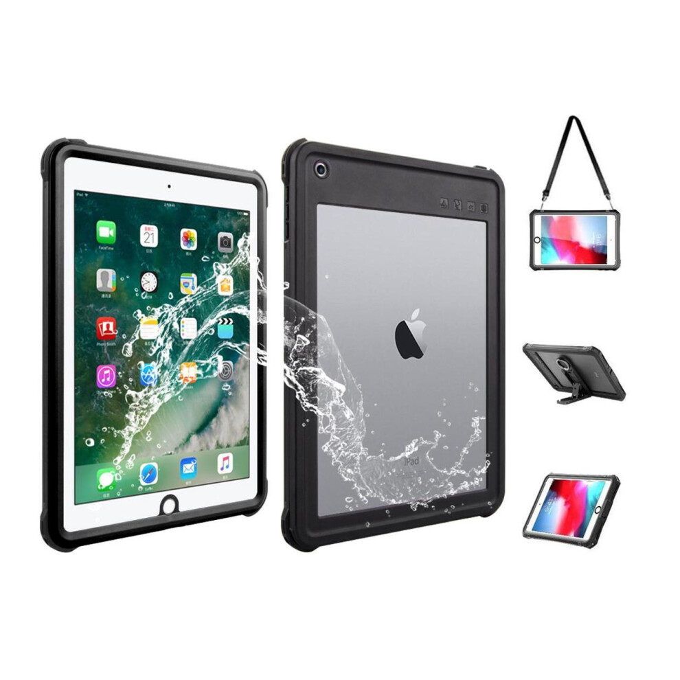 Waterproof Case For Ipad 6Th/5Th Generation, Ipad 9.7 Inch 2018 2017 Protection Shockproof Dustproof Cover With Kickstand, Shoulder Strap Built In Sc 609808285451