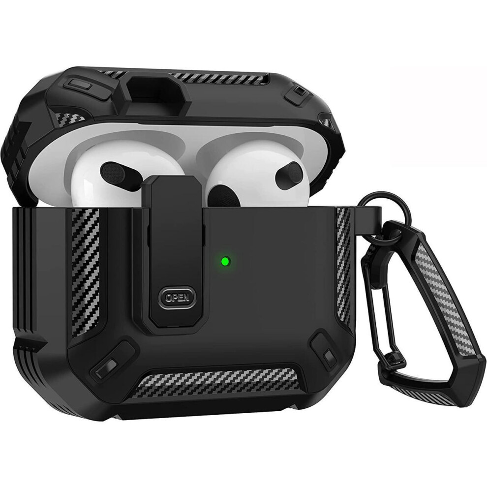 For Airpods 3 Case Cover 2021, Airpods 3 Protective Case With Lock Gen 3 Military Hard Shell Shockproof Cover With Keychain Compatible With Apple Air 609808285840