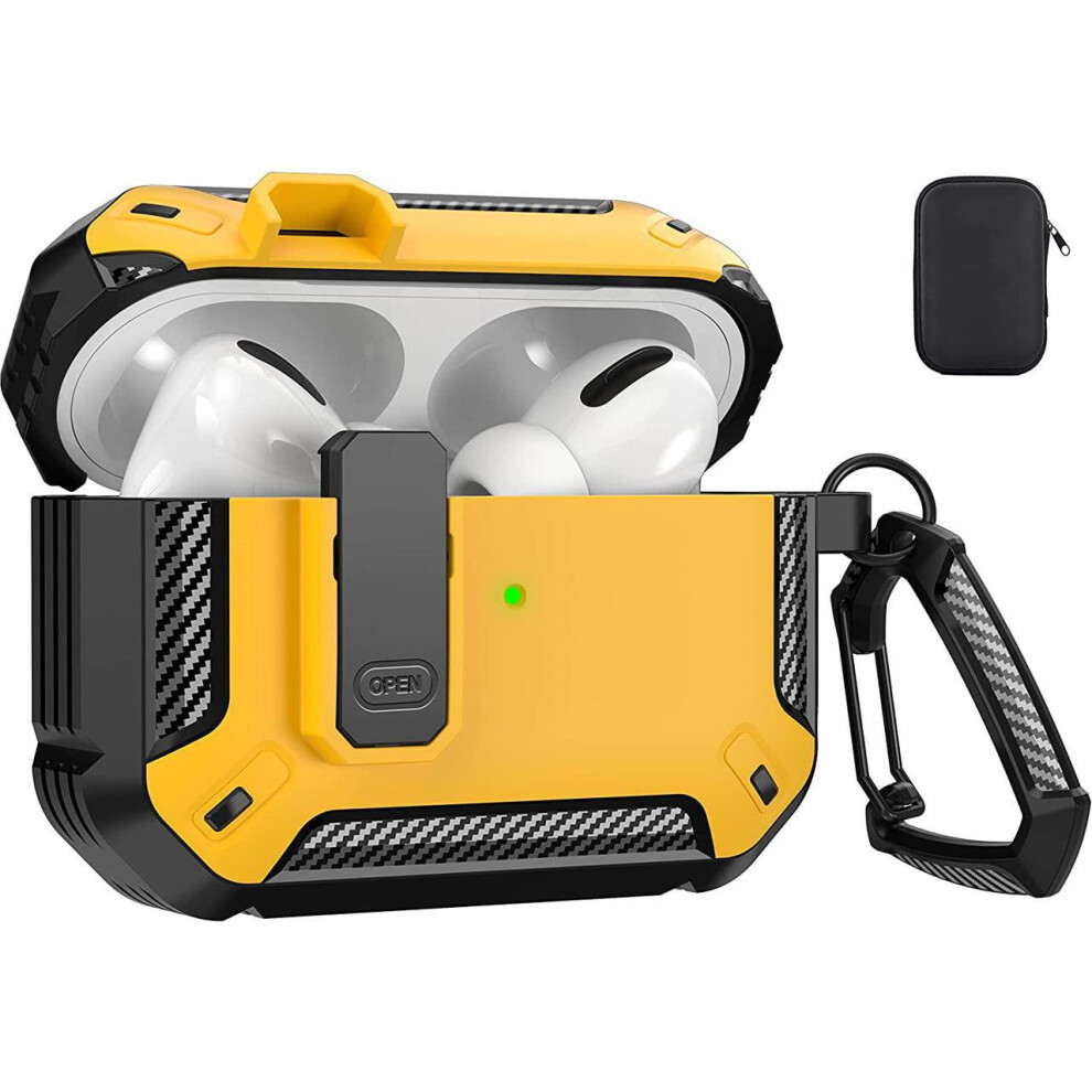 For Airpods Pro Case Cover With Lock, Airpods Pro Protective Case For Men Military Hard Shockproof Cover With Keychain Compatible With Apple Airpods 609808285932