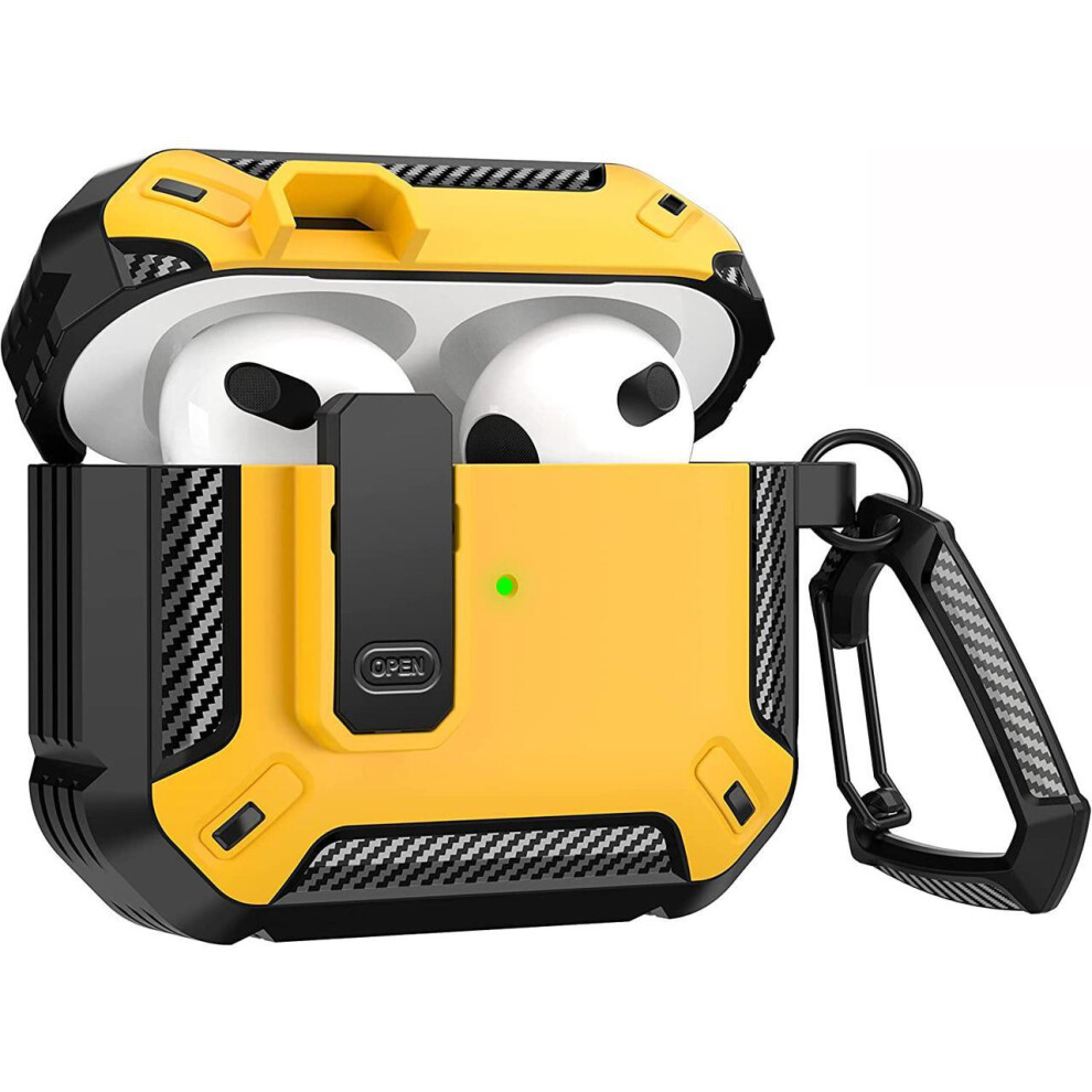 For Airpods 3 Case Cover 2021, Airpods 3 Protective Case With Lock Gen 3 Military Hard Shell Shockproof Cover With Keychain Compatible With Apple Air 609808285888