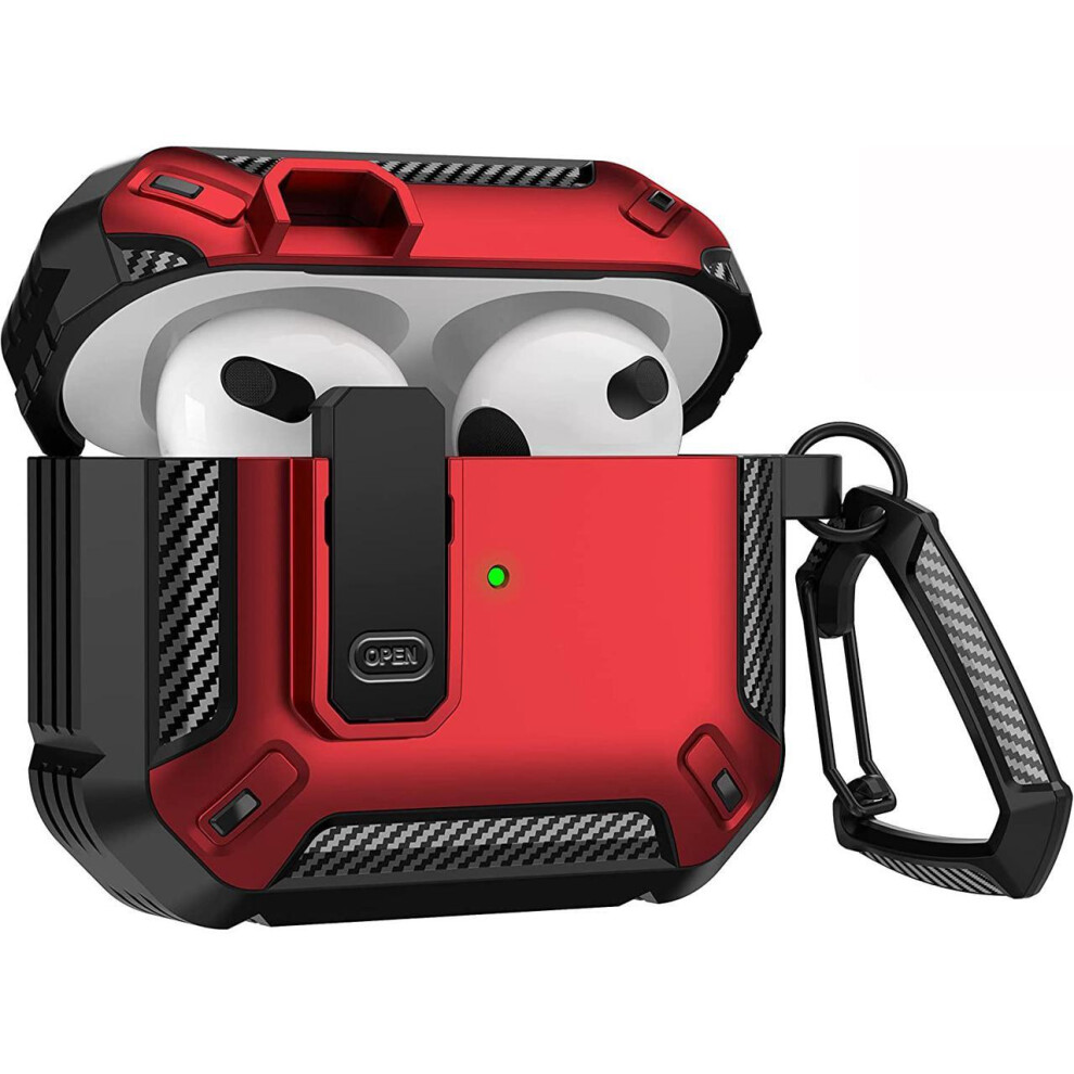 For Airpods 3 Case Cover 2021, Airpods 3 Protective Case With Lock Gen 3 Military Hard Shell Shockproof Cover With Keychain Compatible With Apple Air 609808285871