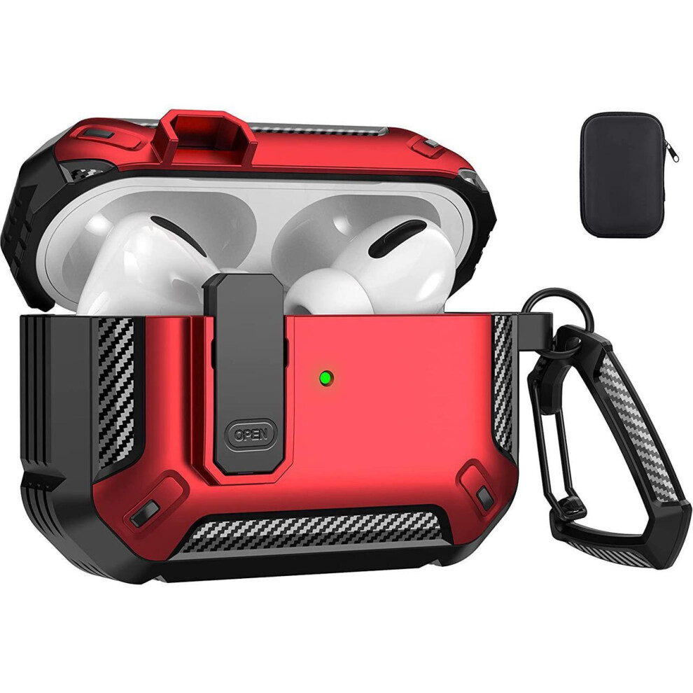 For Airpods Pro Case Cover With Lock, Airpods Pro Protective Case For Men Military Hard Shockproof Cover With Keychain Compatible With Apple Airpods 609808285925