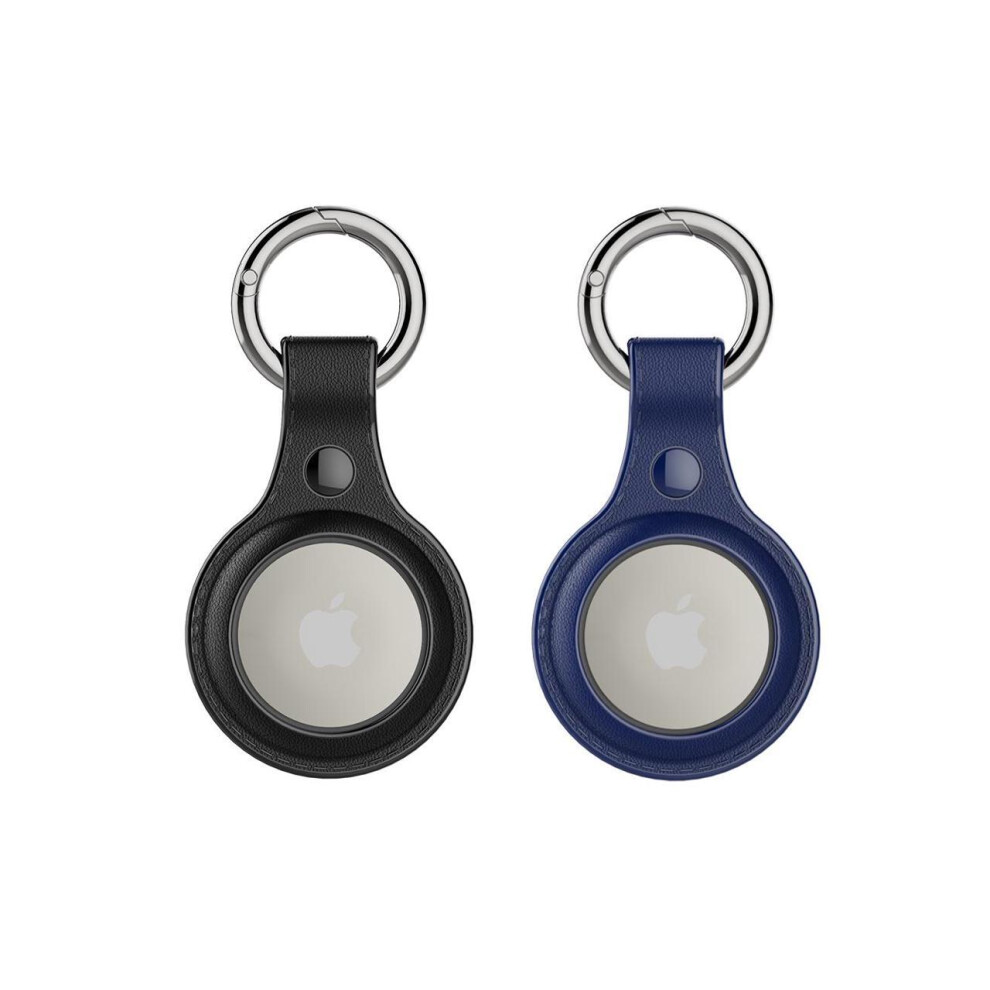 [2 Pack] Airtag Holder Waterproof & Airtag Keychain Leather, Air Tag Case Protective Tracker With Loop Key Ring For Apple Airtags, Airtag Cover For Wa 609808287028