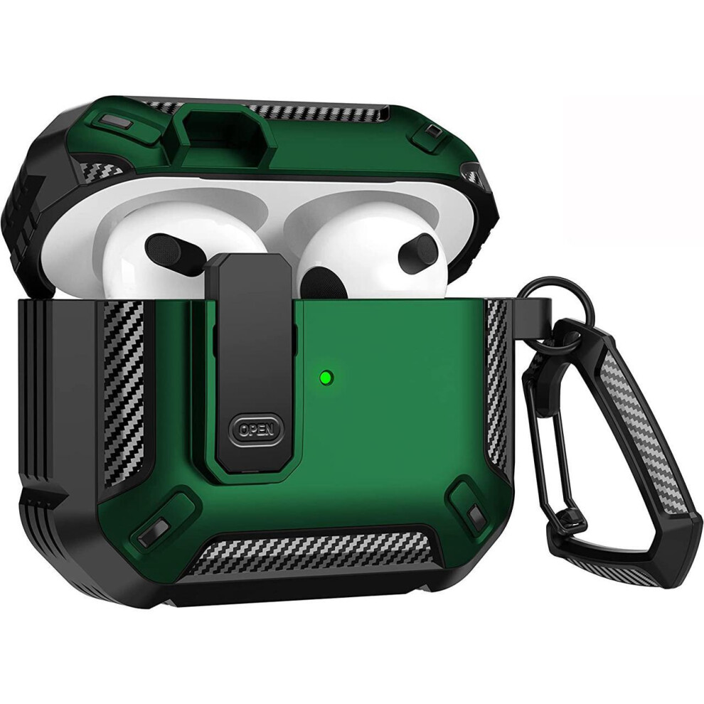 For Airpods 3 Case Cover 2021, Airpods 3 Protective Case With Lock Gen 3 Military Hard Shell Shockproof Cover With Keychain Compatible With Apple Air 609808285864
