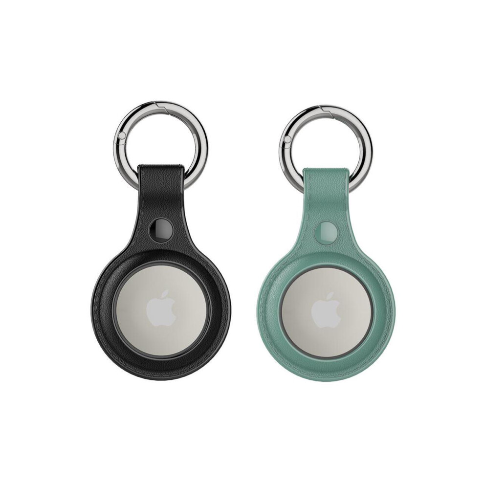 [2 Pack] Airtag Holder Waterproof & Airtag Keychain Leather, Air Tag Case Protective Tracker With Loop Key Ring For Apple Airtags, Airtag Cover For Wa 609808287035