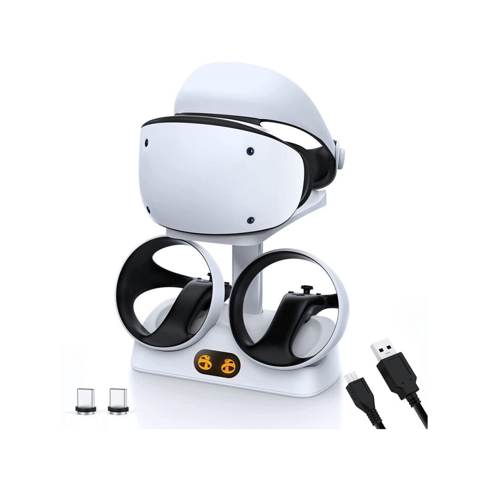 Controller Charging Station For Psvr2, Dual Fast Charger Dock With Led Headset Display Stand And Controller Mount, Magnetic Connector, Usb To T Light 609808288865
