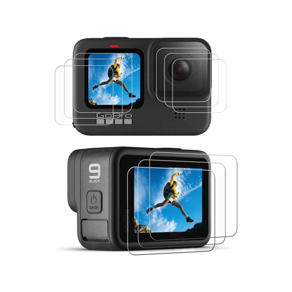 [9Pcs] Hero 11 10 9 Screen Protector For Gopro Hero 12 11 10 9 Ultra Clear Tempered Glass Screen Protector + Tempered Glass Lens Protector + Te Black 609808291018