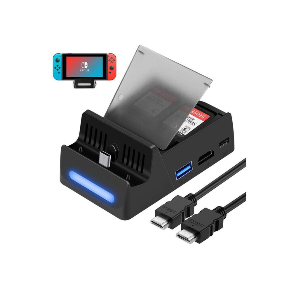 Werleo Switch Tv Dock With Hdmi Cable Portable Charger Station For Nintendo Switch With Usb 3.0 Port With 4 Gamecard Stores