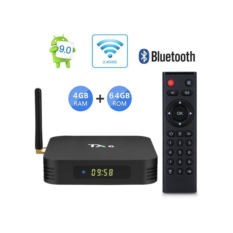 Android 9.0 Tv Box Android Box 4Gb Ddr3 64Gb Rom Bt5.0 Dual Wifi 2.4Ghz + 5Ghz Quad Core 1080P 4K Hdr Smart Tv Media Box 609808290974