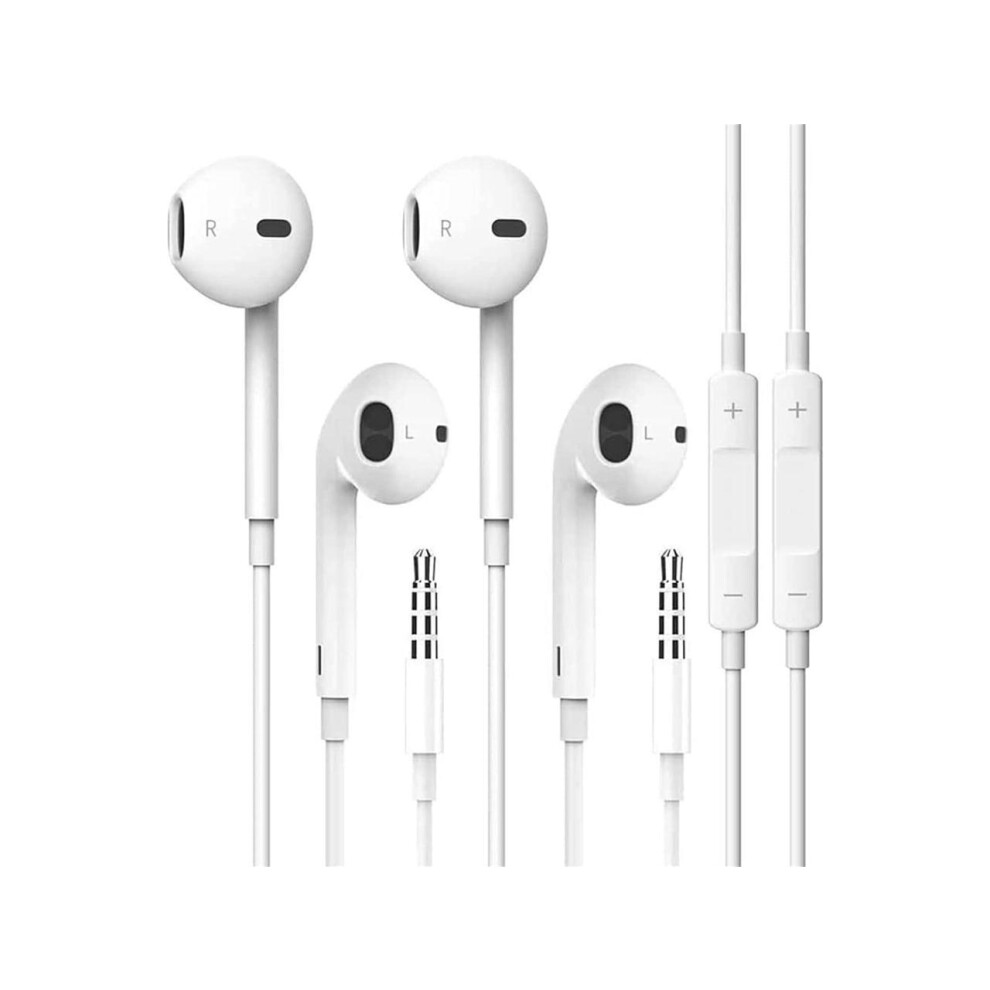 2 Pack Headphones Wired, Half In-Ear Wired Earbuds, Bass Stereo, Built-In Call Control Button Earphones, Compatible With Mp4, Mp3, Iphone 6, 6S, Ipod, 609808291940