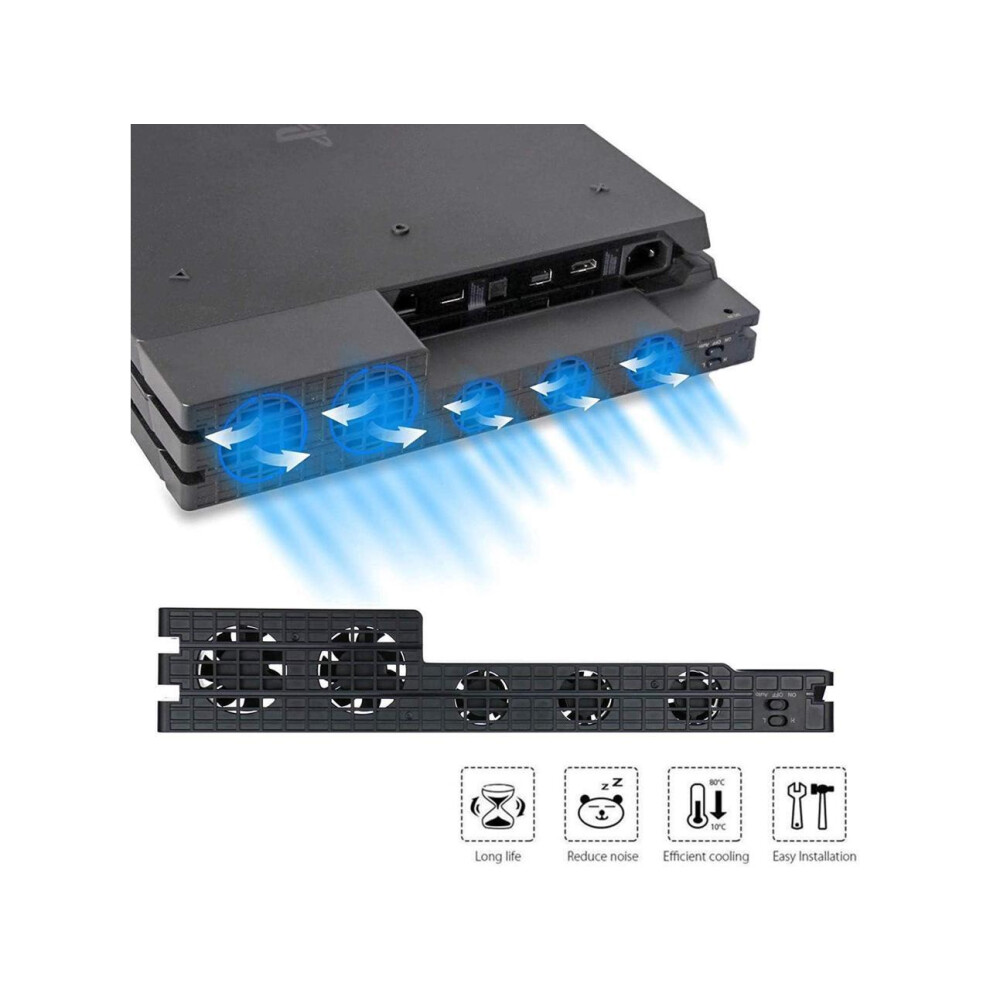 Cooling Fan For Ps4 Pro, Usb External Cooler 5 Fan Turbo Temperature Control Compatible With Sony Playstation Pro Gaming Console 609808293531