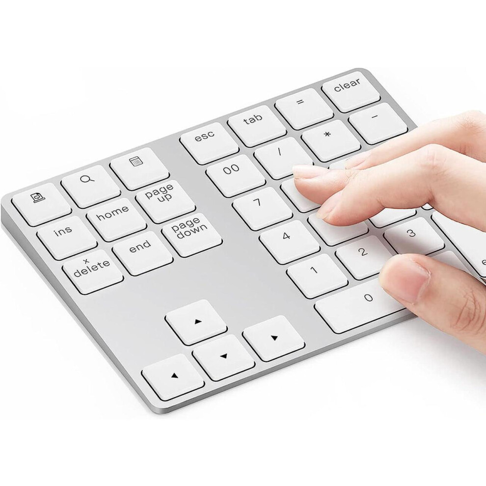 Bluetooth Number Pad, Aluminum Rechargeable Wireless Numeric Keypad Slim 34-Keys External Numpad Keyboard Data Entry Compatible For Macbook, Macbook A 609808296082
