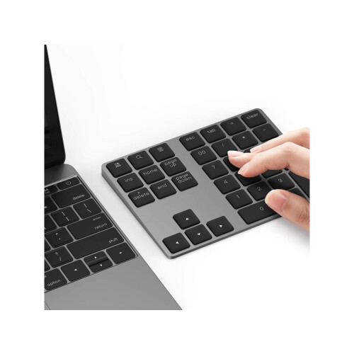 Bluetooth Number Pad, Aluminum Rechargeable Wireless Numeric Keypad Slim 34-Keys External Numpad Keyboard Data Entry Compatible for Macbook, MacBook A