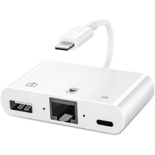 Lightning to RJ45 Ethernet Adapter for iPhone/iPad,Apple MFi Certified 3 in 1 RJ45 Ethernet LAN Network Adapter with USB 3.0 Camera Adapter and Lightn