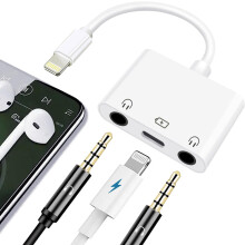 Lightning to Dual 3.5mm Headphone Adapter for iPhone Dual 3.5mm Earphone Jack and Charging Adapter for iPad Headphone Splitter Compatible with iPhone