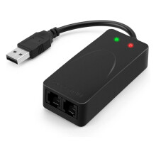 USB 56K Voice Fax Data External V.90 V.92 Modem With Dual Ports, Compatible With Windows 98SE/2000/ME/XP/Vista/Win 7/Win 8/Win 10 Support Auto-Dial, T