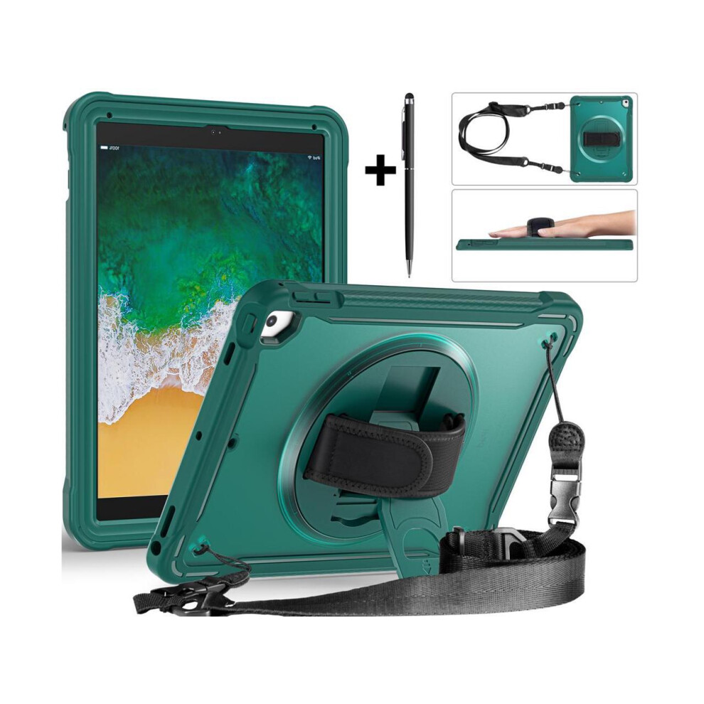 Case For iPad 6th 5th Generation, iPad 9.7 Inch 2018 2017, iPad Air 2, iPad Pro 9.7 Shcokproof Cover with Transparent Back, Pencil Holder, Rotating St