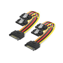 15 Pin SATA Power Y-Splitter Cable 8 Inches - 2 Pack