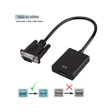 VGA to HDMI Adapter Cable, VGA Male to HDMI Female Cable Converter Adapter with 1080P HD Video and USB Audio Support for Connecting Old PC, Laptop wit