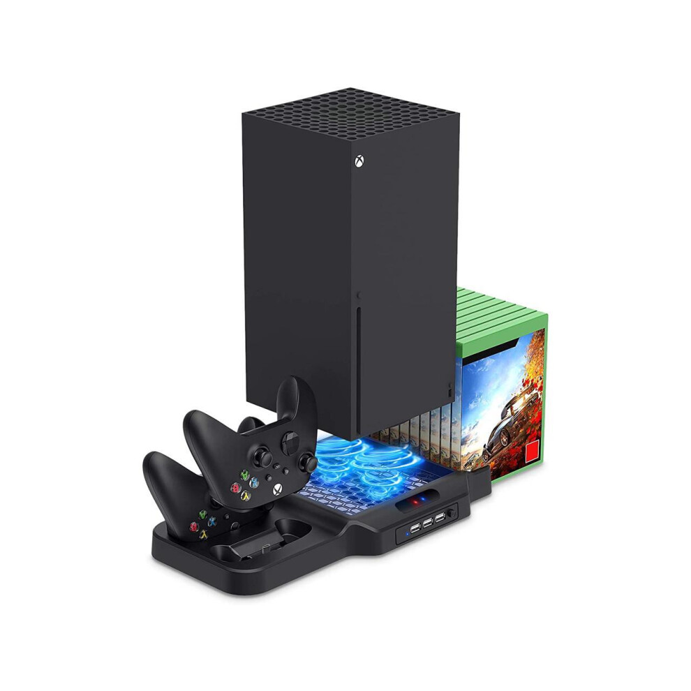 Vertical Stand With Cooling Fan For Xbox Series X / S, Charging Station Dock With Dual Controller Charger Ports, Game Storage And Cooler System For Xb 609808297492