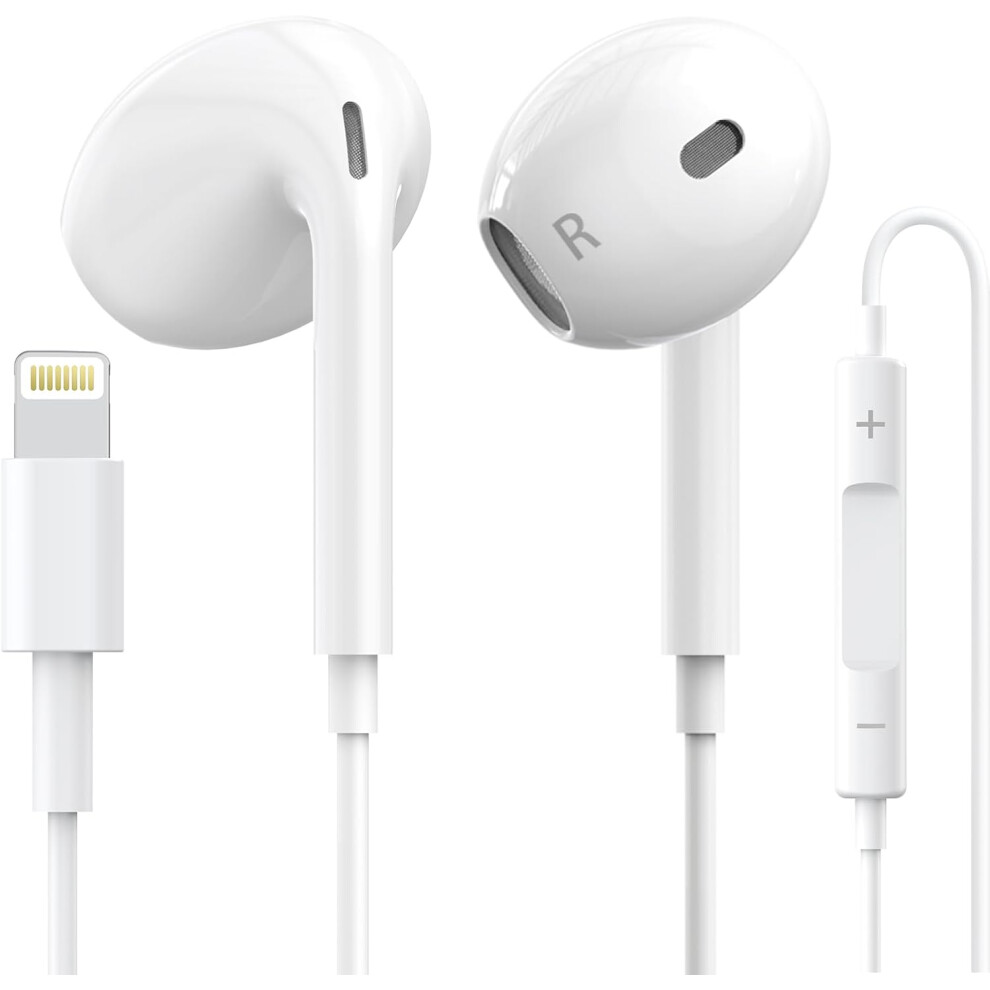 Earbuds With Lightning Connector [Apple Mfi Certified] Headphones Built-In Microphone & Volume Control, Noise Isolating Earphones For Iphone 14/13/12/ 609808297539