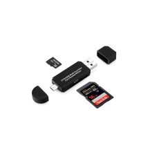 Micro USB OTG to USB 2.0 Adapter SD Micro SD Card Reader with Standard USB Male & Micro USB Male Connector for Smartphones Tablets with OTG Function