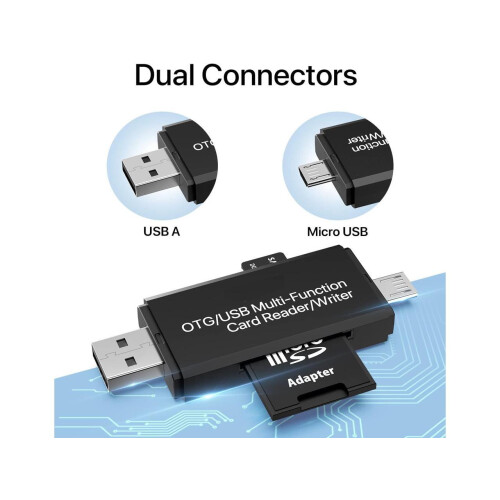 Micro USB OTG to USB 2.0 SD Card Adapter, Micro SD Card Reader, Trail Camera Memory Card Adapter Connector for Android Phone/Computer/Tablet, Supports 2