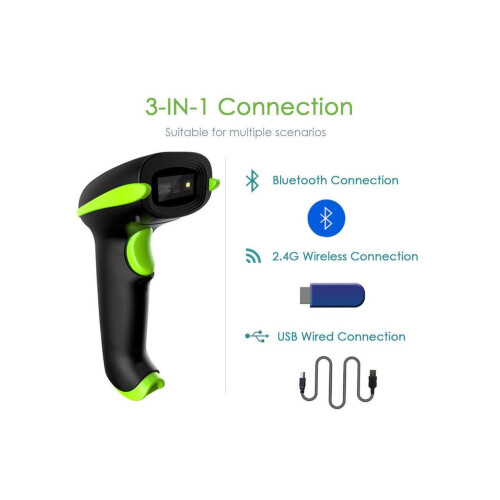 3-In-1 2D Barcode Scanner Bluetooth & 2.4G Wireless & USB Wired CMOS Image Bar Code Reader For QR PDF417 Data Matrix Screen Code USB Scanner with Mobi 2