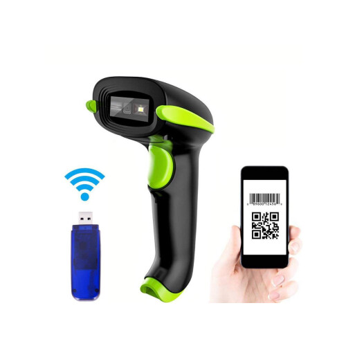 2D Wireless Barcode Scanner 2-in-1 433Mhz wireless & USB 2.0 Wired 1D QR PDF417 Data Matrix Bar Code Scanner Cordless CMOS Image Barcode Reader for Mo