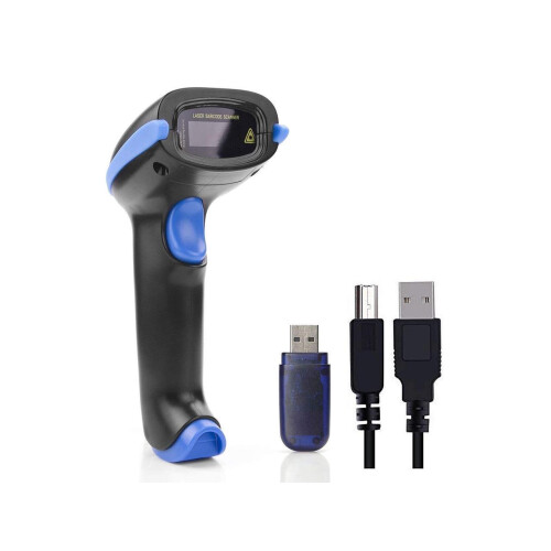 Wireless 2.4G Barcode Scanner Bar Code Reader Long Transmission Distance Automatic Laser Network USB Cordless & Wired 1D Bar-code Scanner for Mac Wind 1