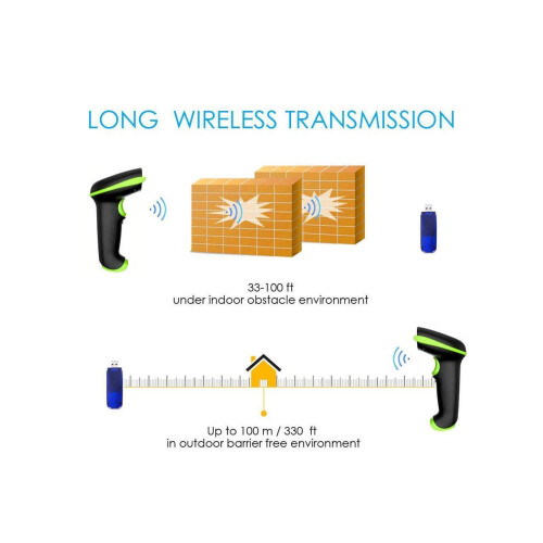 2D Wireless Barcode Scanner 2-in-1 433Mhz wireless & USB 2.0 Wired 1D QR PDF417 Data Matrix Bar Code Scanner Cordless CMOS Image Barcode Reader for Mo 2