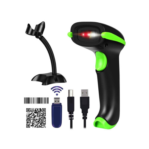 Wireless 1D 2D Barcode Scanner 3 in 1 Compatible with Bluetooth & 2.4GHz Wireless & Wired 1D 2D Bar Code Reader with Stand Datamatrix PDF417 QR Bar C
